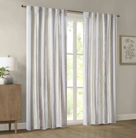 Poly Printed Curtain Panel with Tufted Stripe and Lining (Color: as Pic)