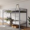 Metal Bunk Bed Twin Over Twin, Low Profile Bunk Bed Frame withBuilt-in Ladder, High Guardrail and Metal Slats