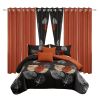9 Piece Soft All-Season Washed Microfiber Cover Set , Queen/King/Calking Bedding Set With Pillowcases,Bedspread Print Curtains & Solid Curtains,Print