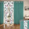 9 Piece Soft All-Season Washed Microfiber Cover Set , Queen/King/Calking Bedding Set With Pillowcases,Bedspread Print Curtains & Solid Curtains,Print