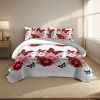 4 Piece Soft All-Season Washed Microfiber Cover Set , Queen/King/Calking Bedding Set With Zipper Closure, Sheet, Pillowcases,Print, Moisture-Wicking
