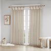 Floral Embellished Cuff Tab Top Solid Curtain Panel(Only 1 Pc Panel)