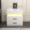 2 Set Nightstand with Adjustable LED Strip Light, 2-drawers, Large Storage Space, Suitable for Bedside Table, Coffee Table