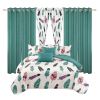 9 Piece Soft All-Season Washed Microfiber Cover Set , Queen/King/Calking Bedding Set With Pillowcases,Bedspread Print Curtains & Solid Curtains,Print