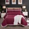 5pcs Big Lace Edge European Noble Bedding Set, Tassel Pendant ,Bamboo Fiber Bedspread Set