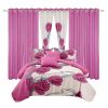 9 Piece Soft All-Season Washed Microfiber Cover Set , Queen/King/Calking Bedding Set With Pillowcases,Bedspread Print Curtains & Solid Curtains,Print